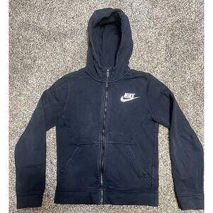 Nike Boys Black Zip Hoodie‎ Sweatshirt Jacket Shirt Size Small